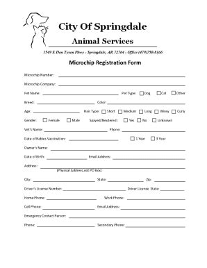 Fillable Online Microchip Registration Form (PDF) Fax Email Print ...