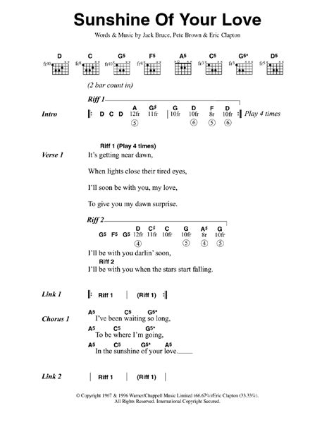 Sunshine Of Your Love by Cream - Guitar Chords/Lyrics - Guitar Instructor