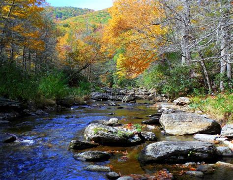 North Carolina Appalachian Mountains In Fall With River Stock Photo - Image: 52981643