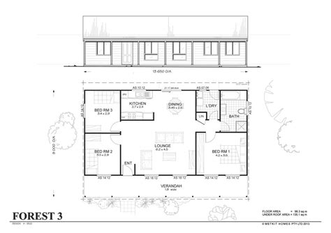 Forest 3 - Met-Kit Homes - 3 Bedroom Steel Frame Kit Home Floor Plan ...