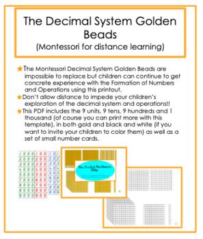 The Decimal System Golden Beads and Number Cards | Montessori Distance ...