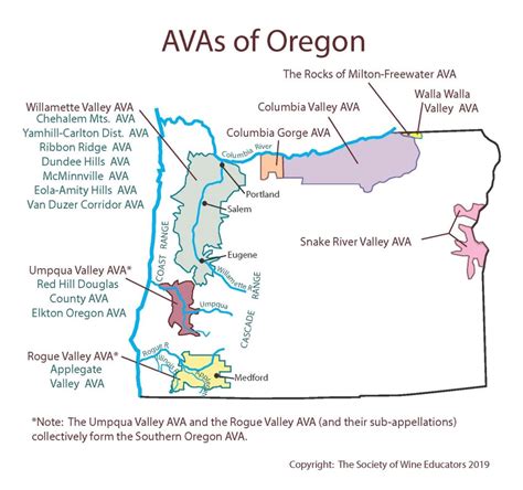 2019 Wine Map of: US/Oregon - Society of Wine Educators