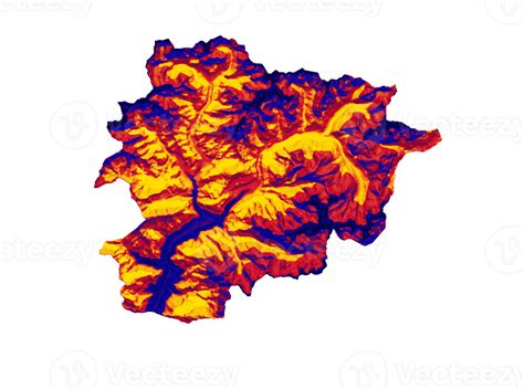 Andorra map with the flag Colors Red and yellow Shaded relief map 3d illustration 33648523 PNG