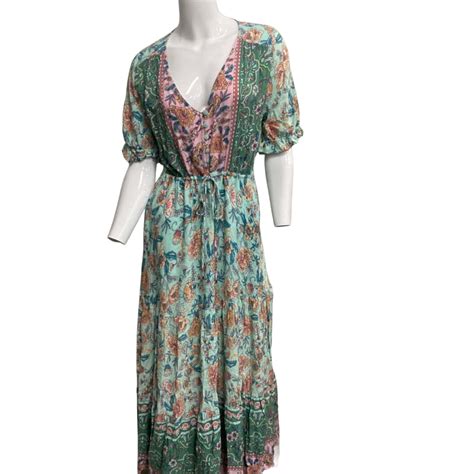 Boho Australia Womens size S Maxi Dress Floral / Green (s)