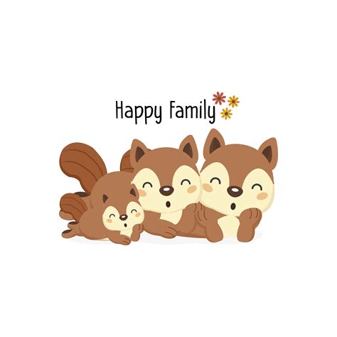 Happy squirrel family with a little squirrel in the middle. 619181 Vector Art at Vecteezy