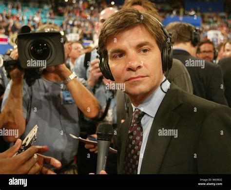 ABC News' George Stephanopoulos watches the action betwen interviews ...