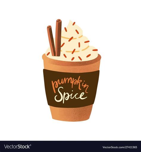 Pumpkin spice latte in disposable cup flat vector image on VectorStock | Spiced latte, Pumpkin ...