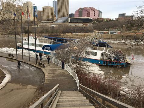 Part of Edmonton Riverboat submerged in North Saskatchewan River ...