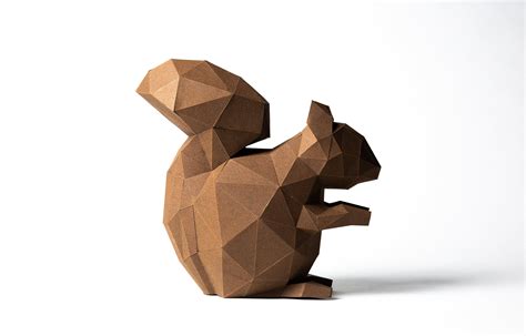 Squirrel Paper Craft, Digital Template, Origami, PDF Download DIY, Low Poly, Trophy, Sculpture ...