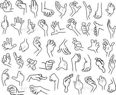 Cartoon Hands Pack Lineart 3 | Cartoon style drawing, Drawing cartoon characters, Cartoon body