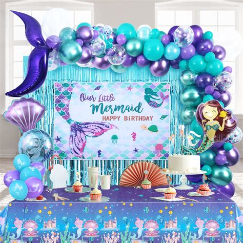 Buy Winrayk Little Mermaid Party Decorations Birthday Supplies Girls ...