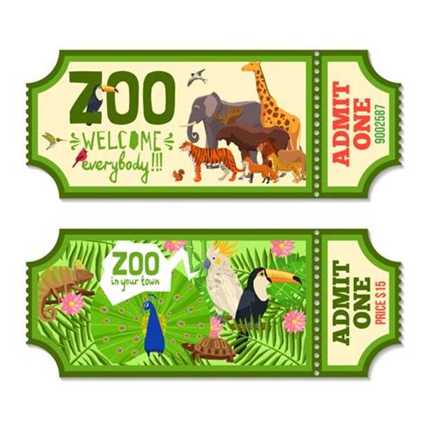 Colorful Zoo Tickets With Tropical Background 473206 Vector Art at Vecteezy