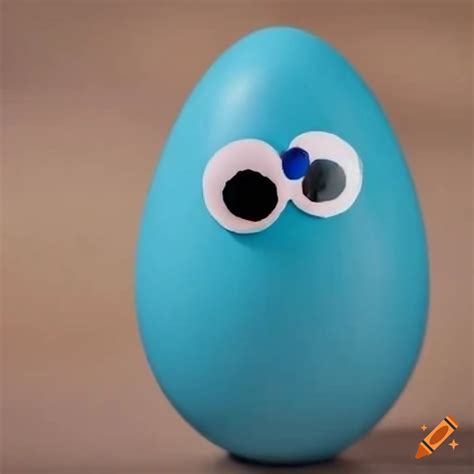 Funny blue egg with googly eyes