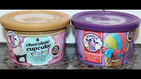 Purple Cow (Meijer brand): Chocolate Cupcake Craze & Scooperman Ice Cream Review - YouTube