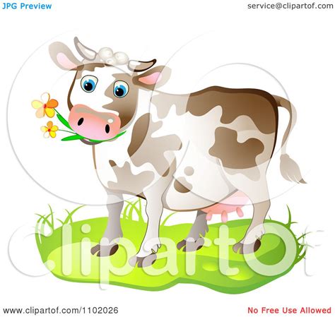 Clipart Cow Eating Flowers - Royalty Free Vector Illustration by merlinul #1102026