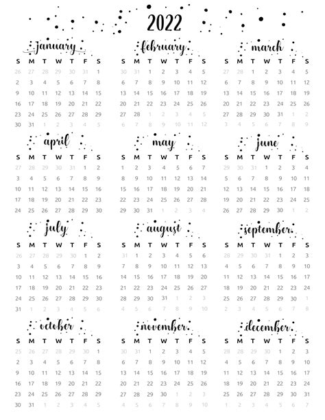 Free Printable At A Glance Calendar 2022 - World of Printables