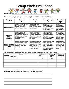 Group Work Evaluation Rubric | Group work, Rubrics, Rubrics for projects