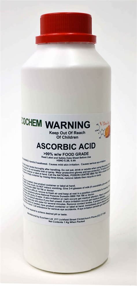 Ascorbic Acid - Food Grade >99% w/w - Ecochem Limited