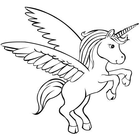 draw cartoon unicorn with wings step5 | Horse coloring pages, Horse coloring, Animal coloring pages