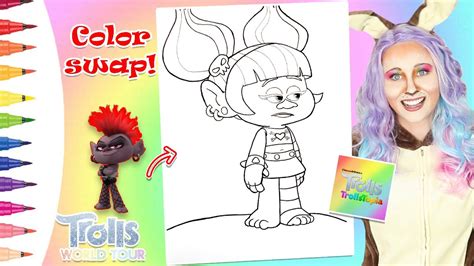 Coloring Trollstopia Val Thundershock Color Swap To QUEEN BARB | Trolls Coloring Book Page ...