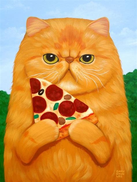 PIZZA FOR LUNCH Art Print | Cat portraits, Cats illustration, Cat art illustration