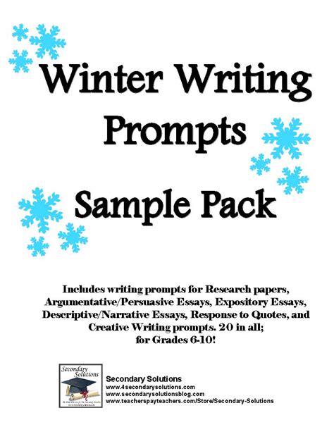 Winter Writing Prompts for Grades 6 and up! - Classroom Freebies