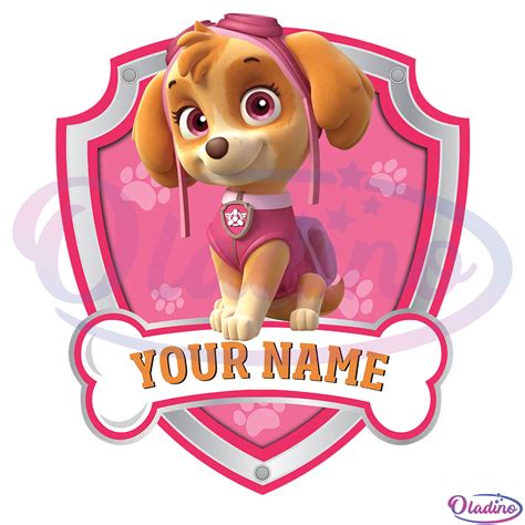 Skye Paw Patrol Logo Customized Digital Birthday Party Girl PNG