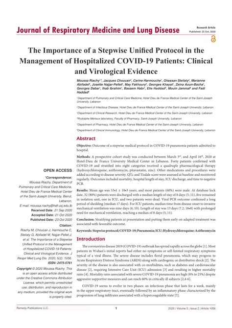 (PDF) Journal of Respiratory Medicine and Lung Disease 2020 | Volume 5 | Issue 2 | Article 1056 ...