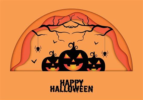 Happy Halloween Pumpkin In Papercut 3186124 Vector Art at Vecteezy