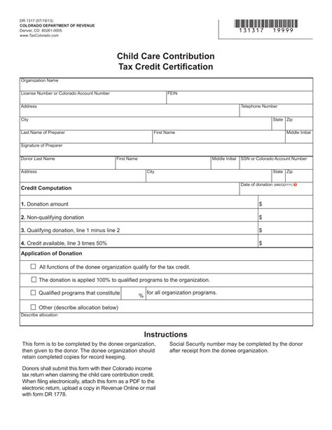 Form DR1317 - Fill Out, Sign Online and Download Fillable PDF, Colorado ...