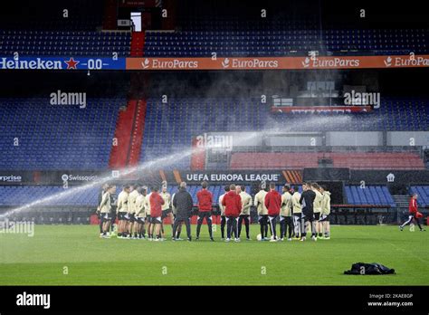 ROTTERDAM - Feyenoord's squad during training prior to the UEFA Europa League match between ...