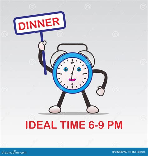 Illustration of a Clock Cartoon with a Meal Time for Educational Visual Content about Health ...