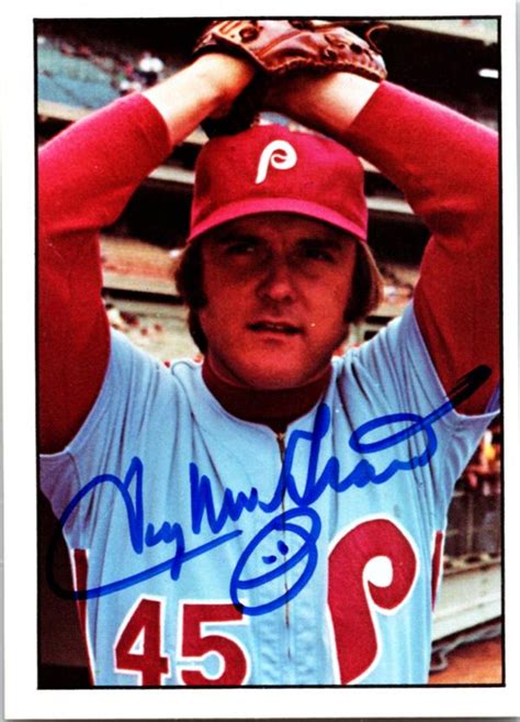 Tug McGraw autographed baseball card (Philadelphia Phillies) 1975 SSPC #457