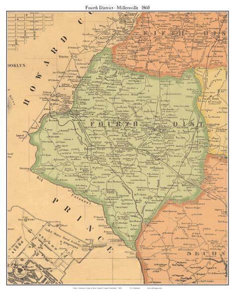 4th District, Millersville, Maryland 1860 Old Town Map Custom Print ...