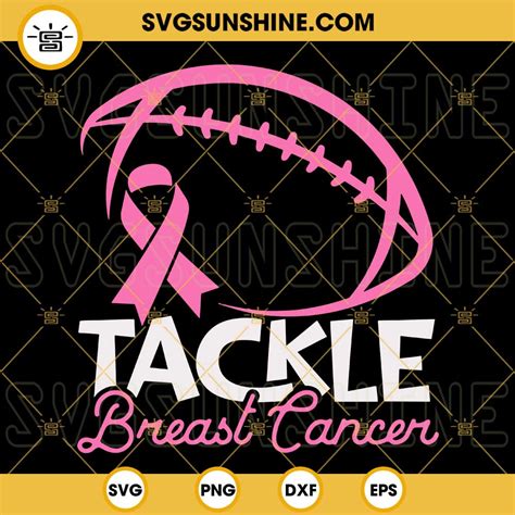 Tackle Breast Cancer SVG, Footfall Breast Cancer SVG, Cancer Ribbon SVG, Football Cancer SVG