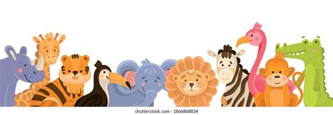 Illustration Various Jungle Animals Background Cartoon Stock Vector (Royalty Free) 1866868834 ...