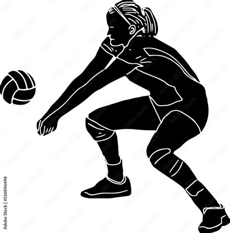 Female volleyball player silhouette, woman volleyball player outline ...