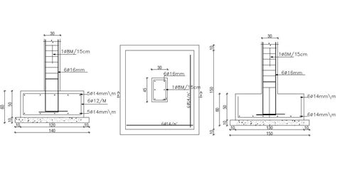 Detail Drawing Of Column Foundation In Dwg File Cadbull