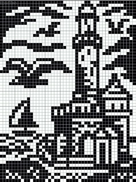 Black and white lighthouse scene pattern / chart for cross stitch ...