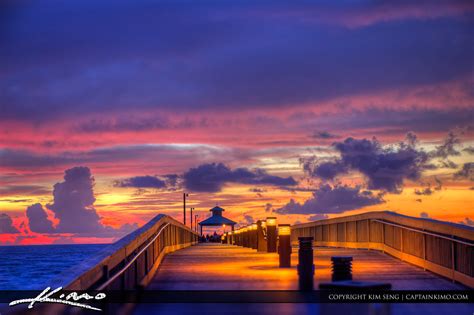 Deerfield Beach Fishing Pier Durign Pink Sunrise | HDR Photography by ...