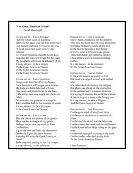 American Dream Song Lyrics by Learning in Mrs Larsen's Class | TPT