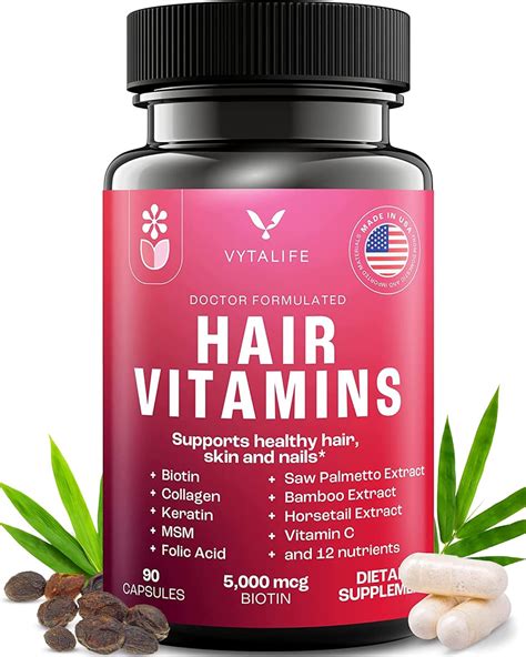 Amazon.com: VYTALIFE Biotin 5000mcg Hair Growth Vitamin Supplements - Hair Vitamins for Women ...