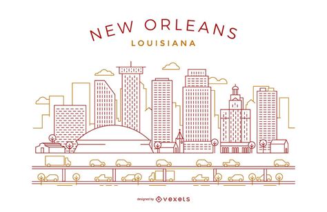 New Orleans Stroke Skyline Vector Download