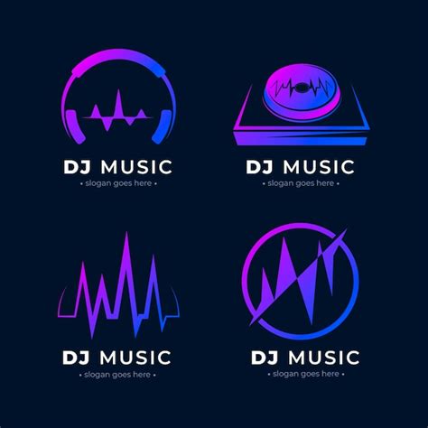 Free Vector | Modern gradient dj logo collection