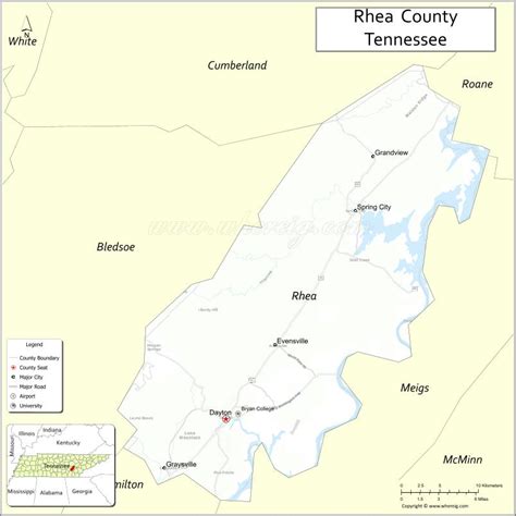 Map of Rhea County, Tennessee - Where is Located, Cities, Population ...