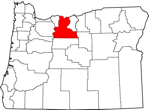 Image: Map of Oregon highlighting Wasco County