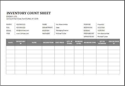 Physical Inventory Count Sheet Template for Excel | Word & Excel Templates