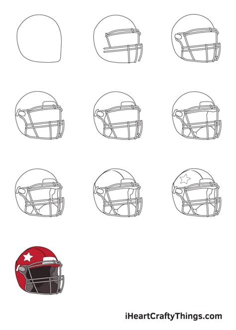 Football Helmet Drawing - How To Draw A Football Helmet Step By Step