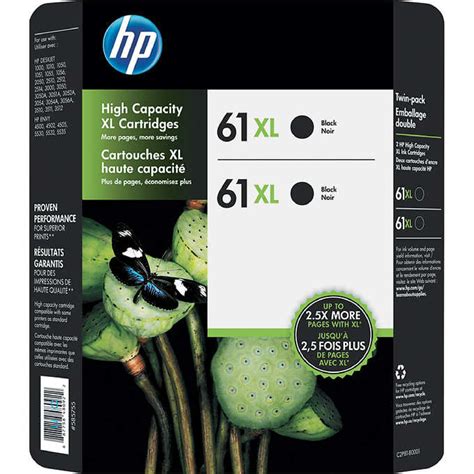 HP 61XL High Yield Original Black Ink Cartridges, 2 pk., 480 Page Yield for Outstanding Print ...