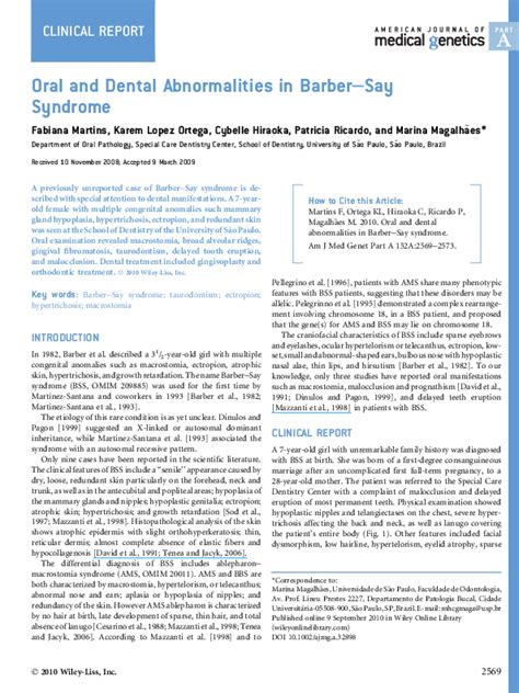 (PDF) Oral and dental abnormalities in Barber-Say syndrome | Karem Ortega - Academia.edu